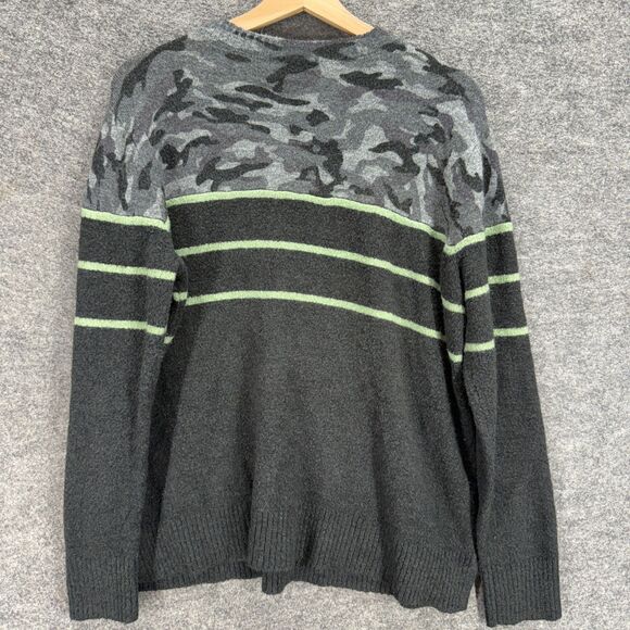 Beach Lunch Lounge Sweater Pullover Women XL Black Striped Knit Long Sleeve - Picture 2 of 7